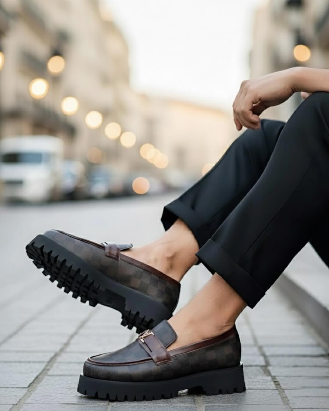 Designer Check Pattern Loafers – LV Edition